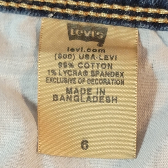 Levi's 515 Vintage Y2K Red Tab Mid Length Dark Wash Denim Jean Shorts Women's 6 - Picture 14 of 15